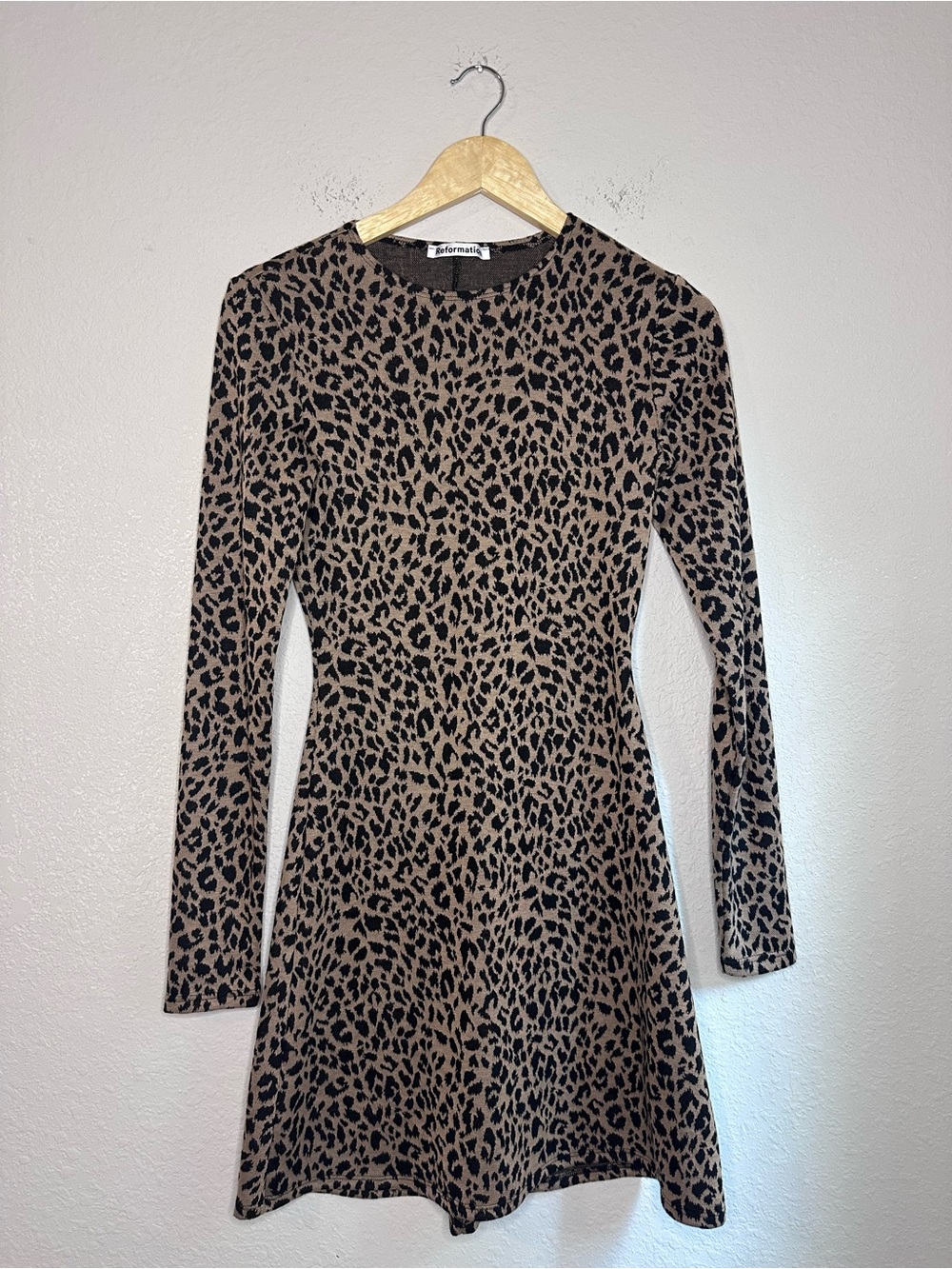 Reformation Leopard Print Long-Sleeve Sweater Dress Size XS